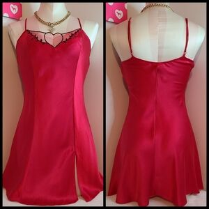VTG 90s Victoria's Secret 100% Silk Babydoll Slip Dress Size XS Red